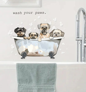 Four Dogs Bubble Bath Wall Sticker