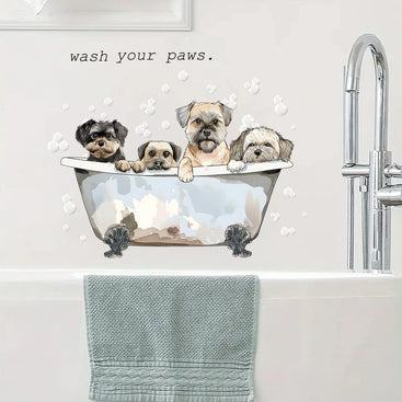 Four Dogs Bubble Bath Wall Sticker