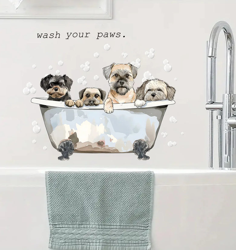 Four Dogs Bubble Bath Wall Sticker