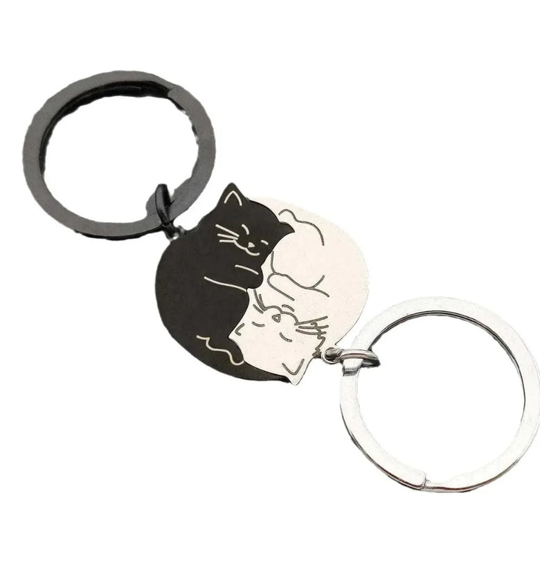 2-Piece Black Cat Couple Keychain Set