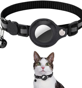 Adjustable Reflective Cat Collar with Detachable AirTag Holder Waterproof Anti-Lost Pet Collar for Kitten